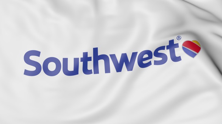 Waving flag of Southwest Airlines editorial 3D rendering